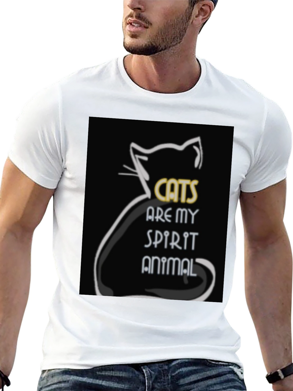 Cats are My Spirit Animal Black Graphic Tee