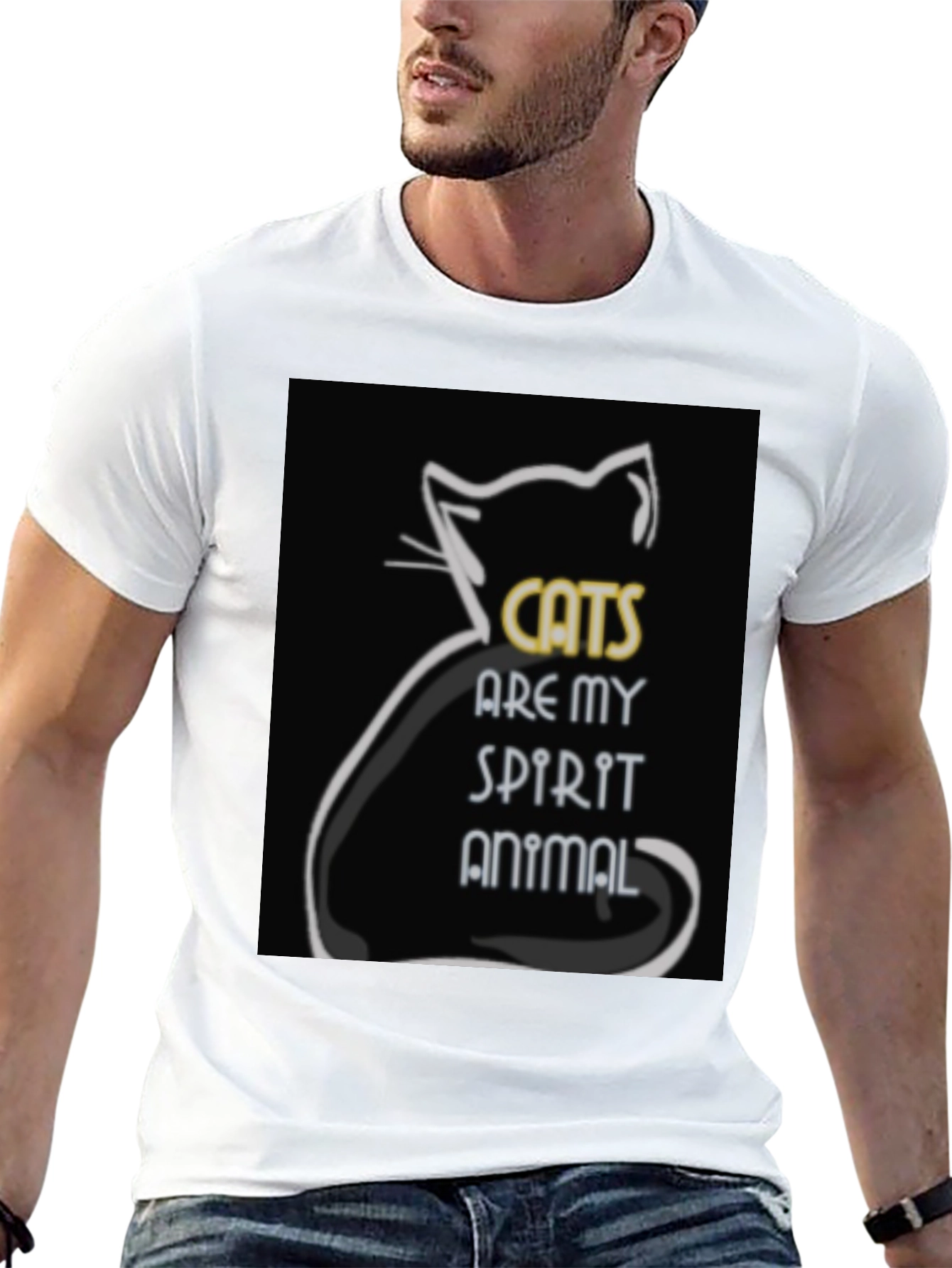 Cats are My Spirit Animal Black Graphic Tee