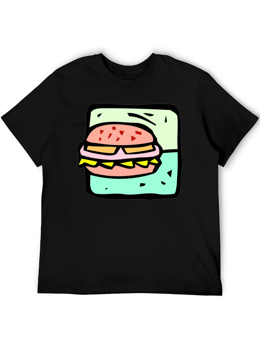 Burger Graphic Black T-Shirt