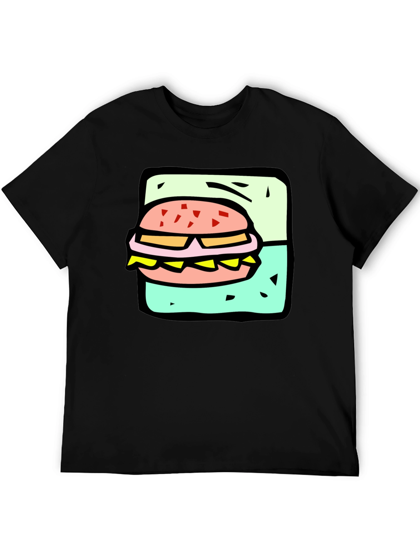 Burger Graphic Black T-Shirt