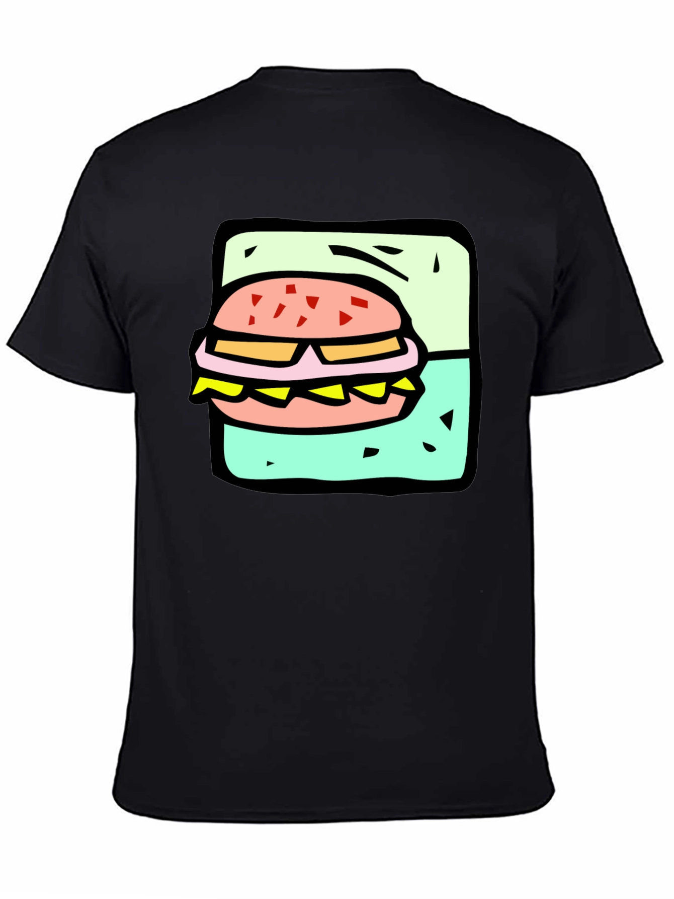 Burger Graphic Black T-Shirt