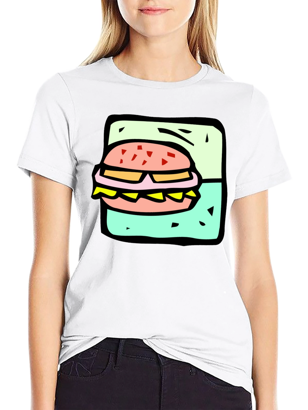 Burger Graphic Black T-Shirt