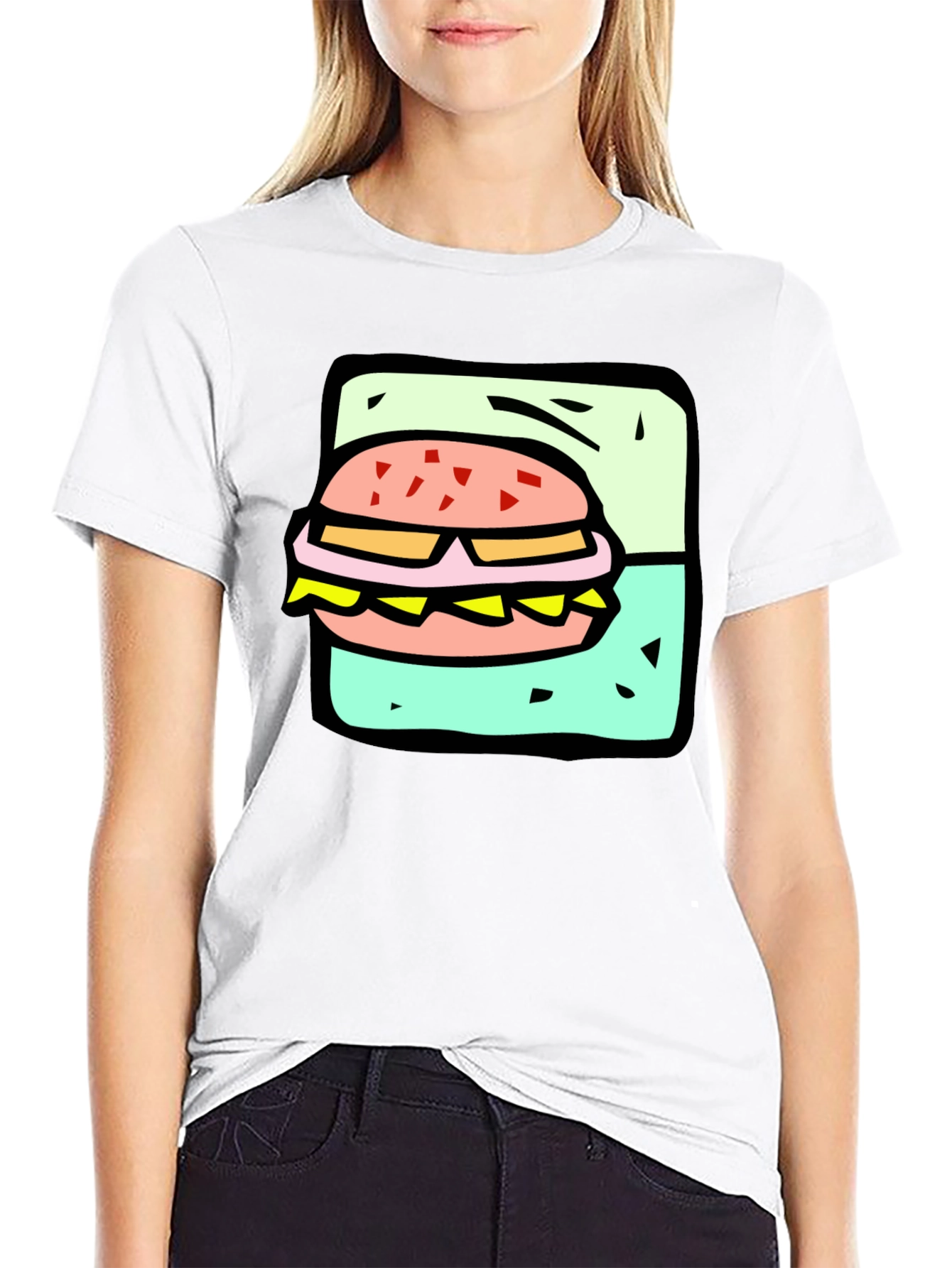 Burger Graphic Black T-Shirt