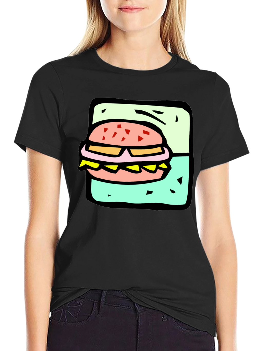 Burger Graphic Black T-Shirt