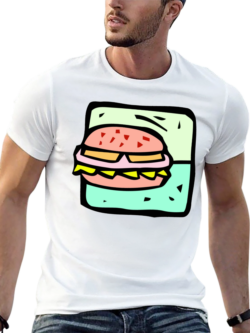 Burger Graphic Black T-Shirt