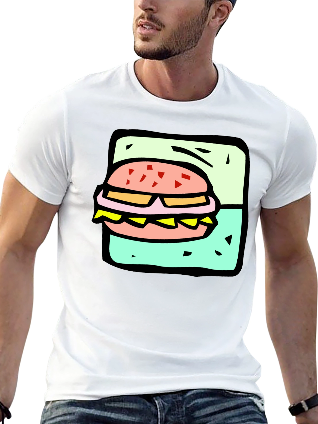 Burger Graphic Black T-Shirt