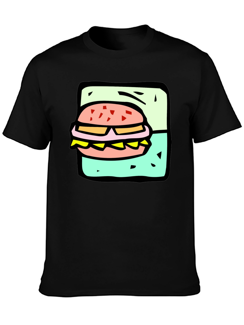 Burger Graphic Black T-Shirt