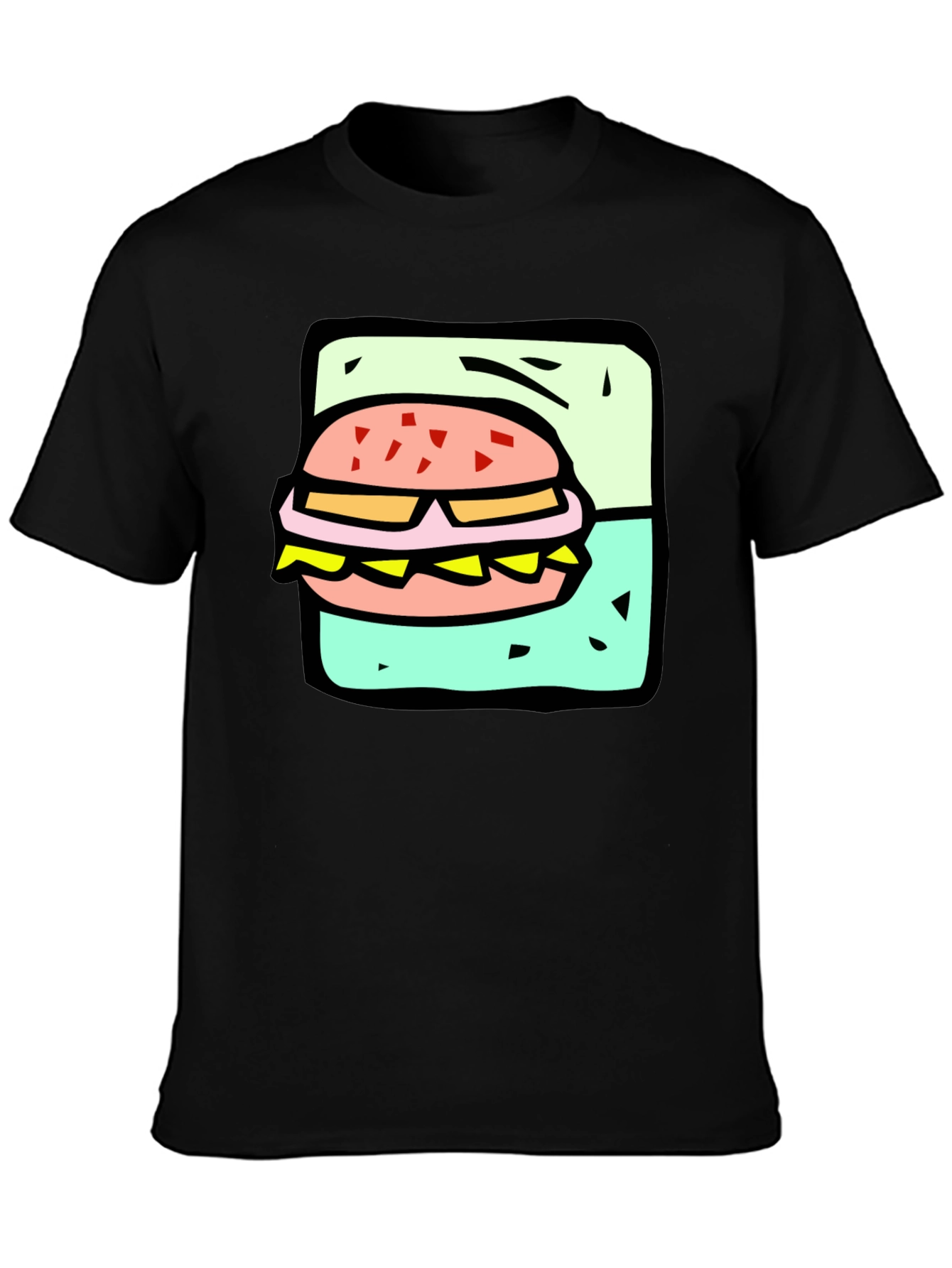 Burger Graphic Black T-Shirt