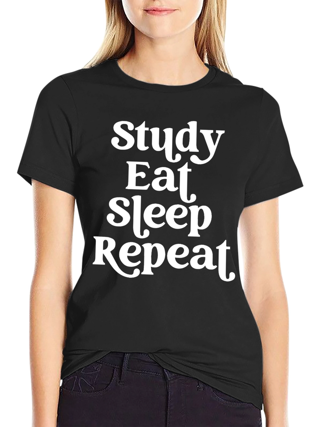 Study Eat Sleep Repeat T-Shirt Funny Slogan Tee