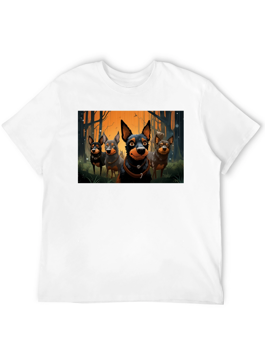 Cartoon Dog Pack T-Shirt - Black