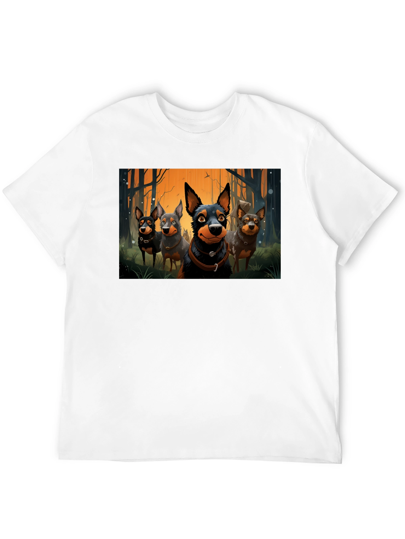 Cartoon Dog Pack T-Shirt - Black