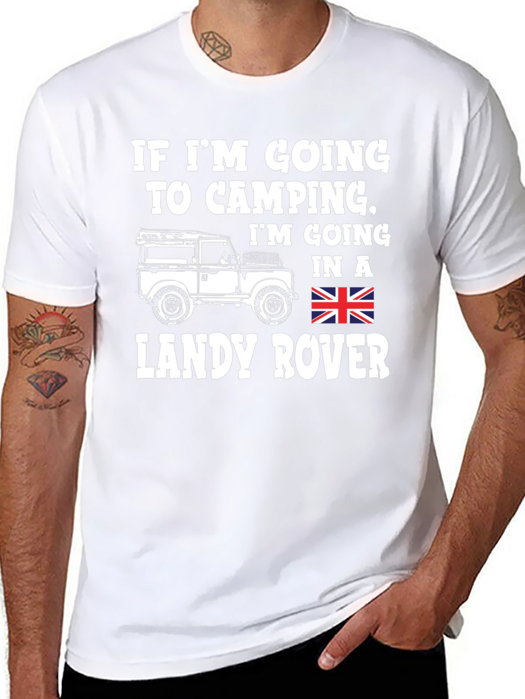 Landy Rover Camping T-Shirt - Black Cotton Blend