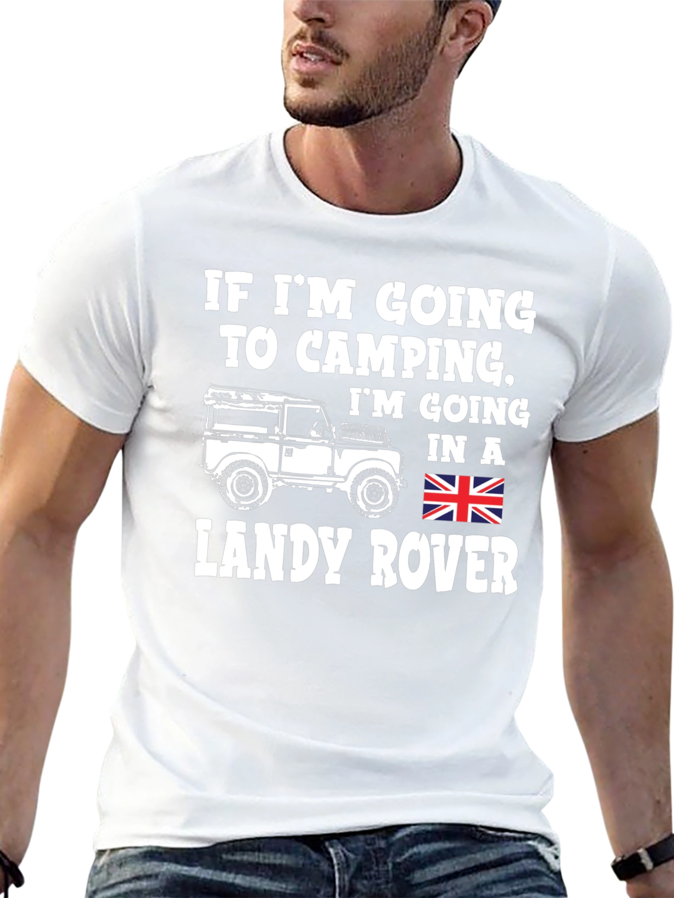 Landy Rover Camping T-Shirt - Black Cotton Blend