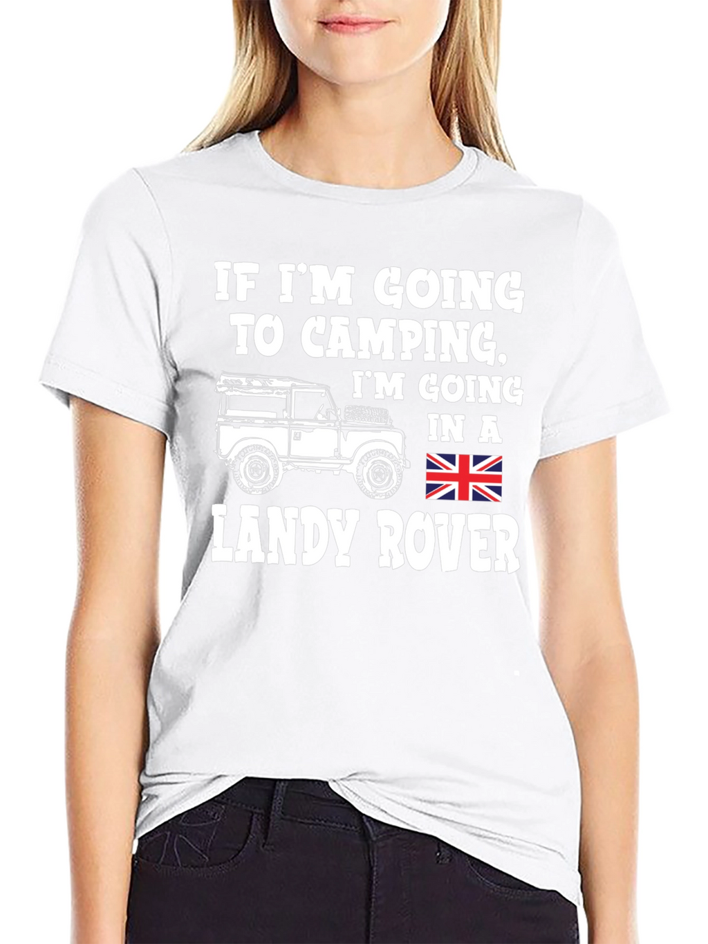 Landy Rover Camping T-Shirt - Black Cotton Blend