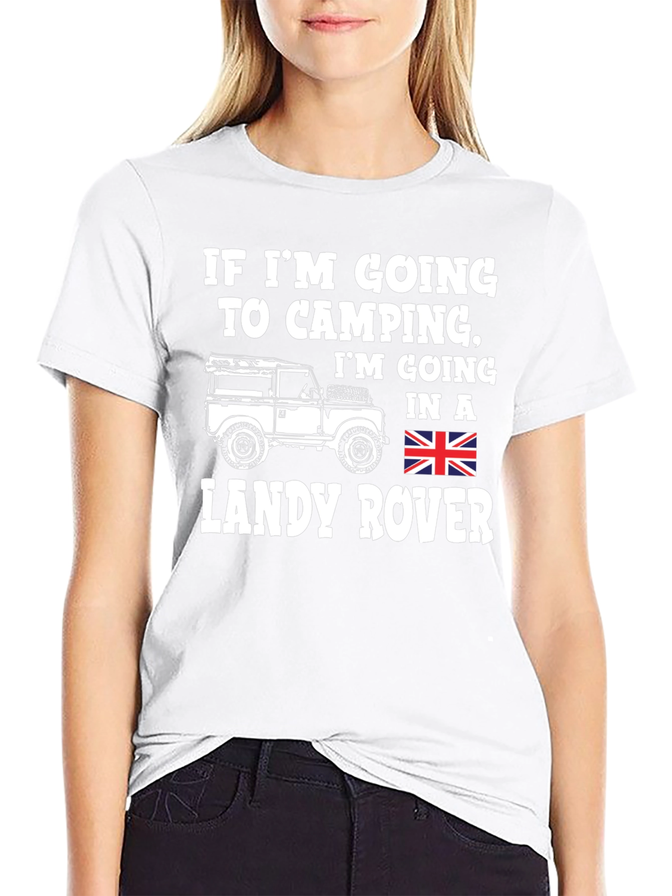 Landy Rover Camping T-Shirt - Black Cotton Blend