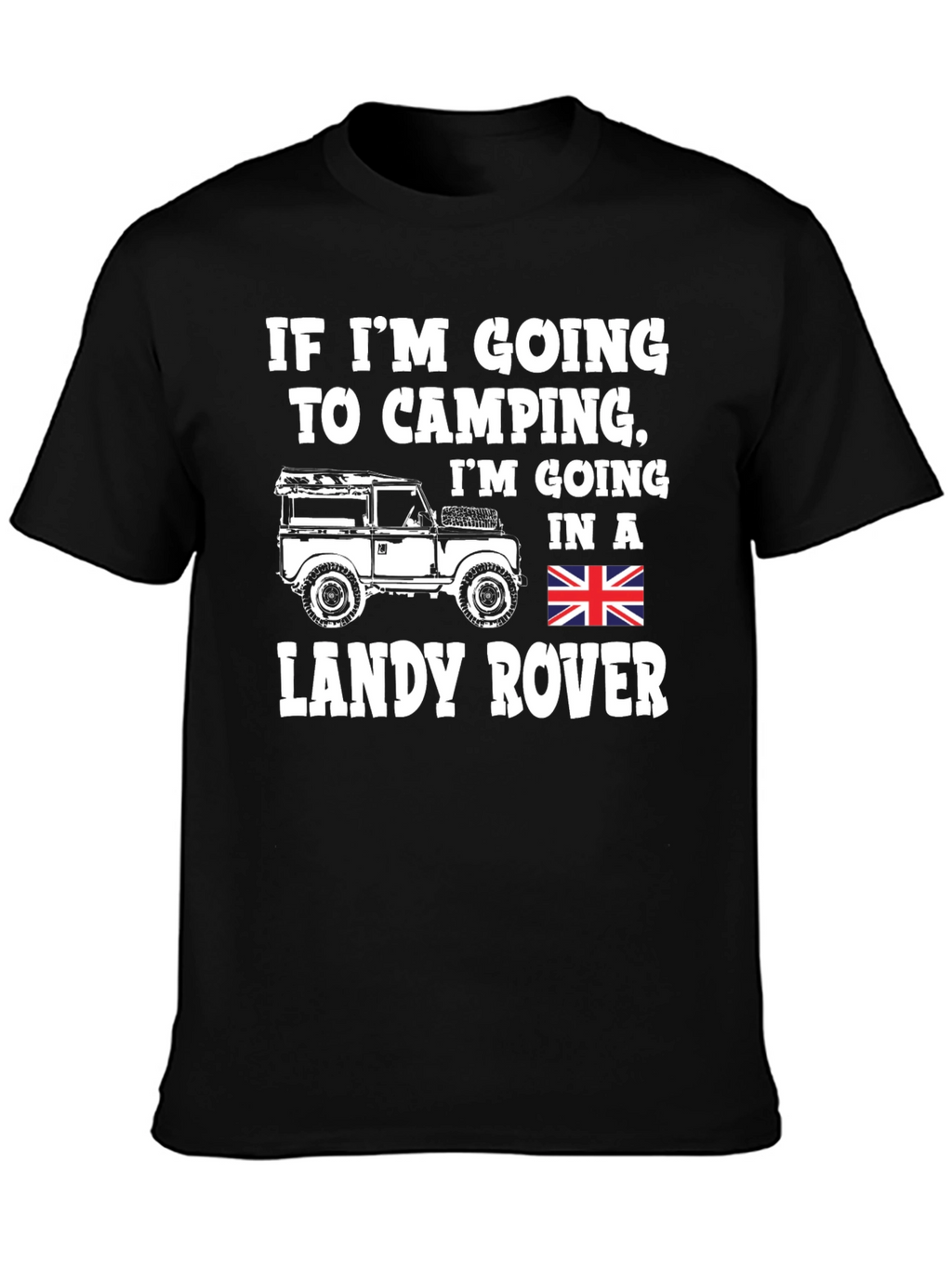 Landy Rover Camping T-Shirt - Black Cotton Blend