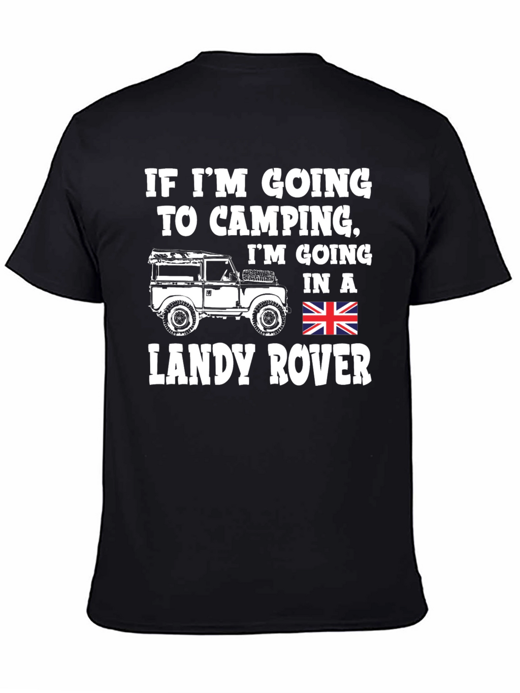Landy Rover Camping T-Shirt - Black Cotton Blend