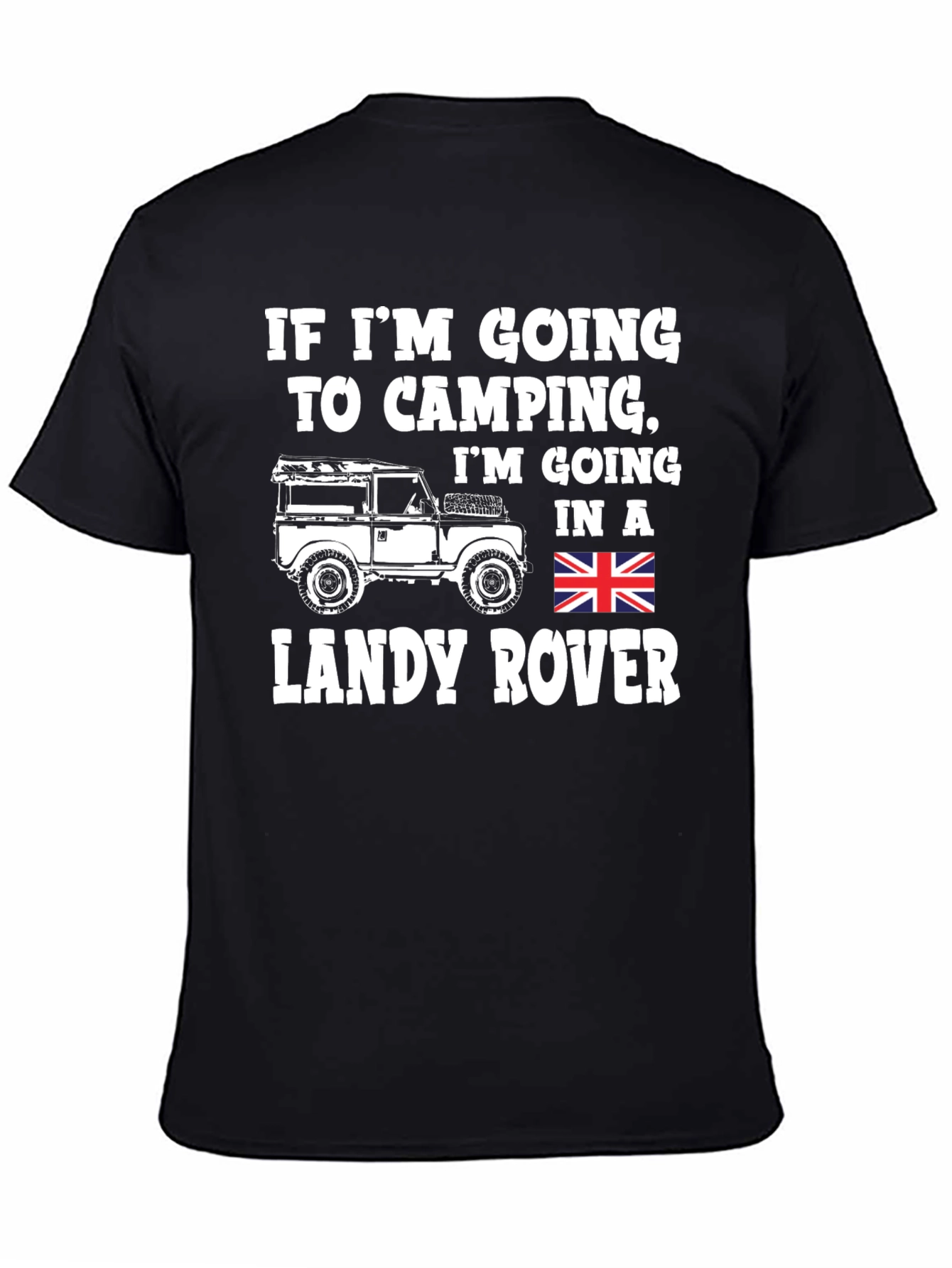 Landy Rover Camping T-Shirt - Black Cotton Blend