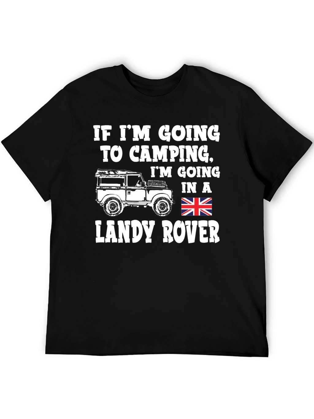 Landy Rover Camping T-Shirt - Black Cotton Blend