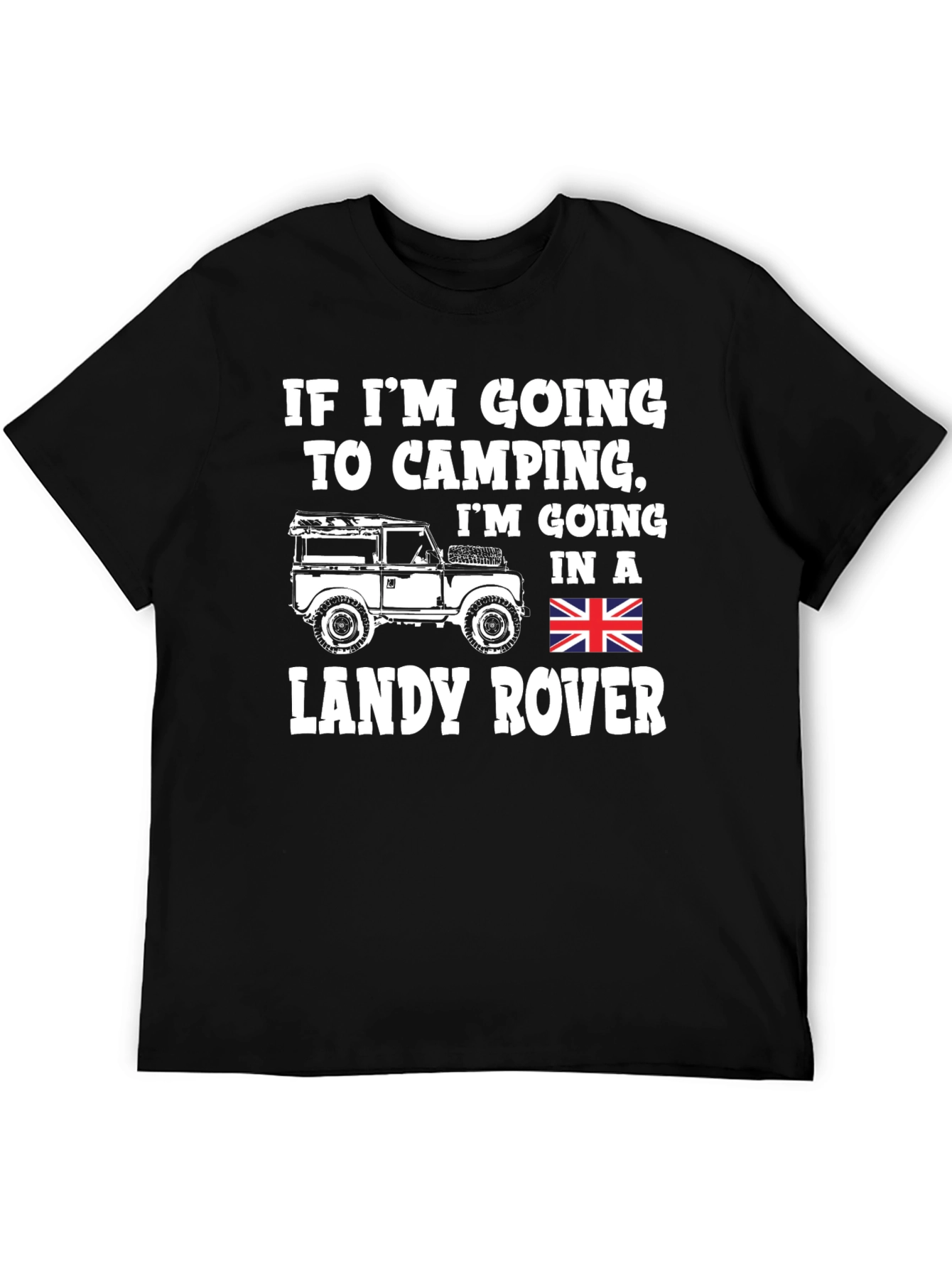 Landy Rover Camping T-Shirt - Black Cotton Blend