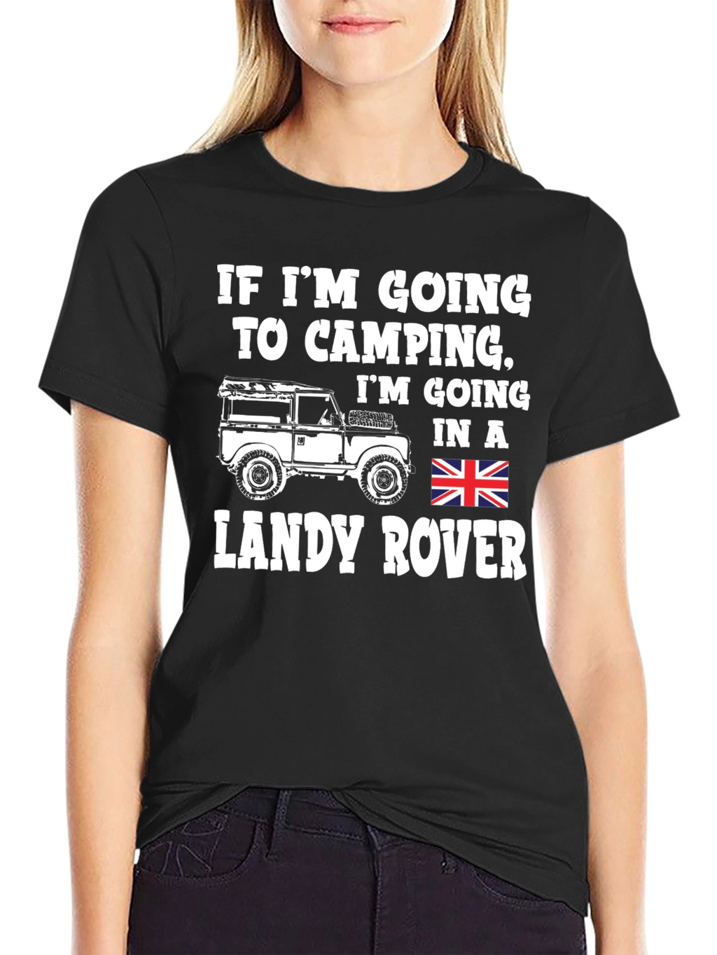 Landy Rover Camping T-Shirt - Black Cotton Blend