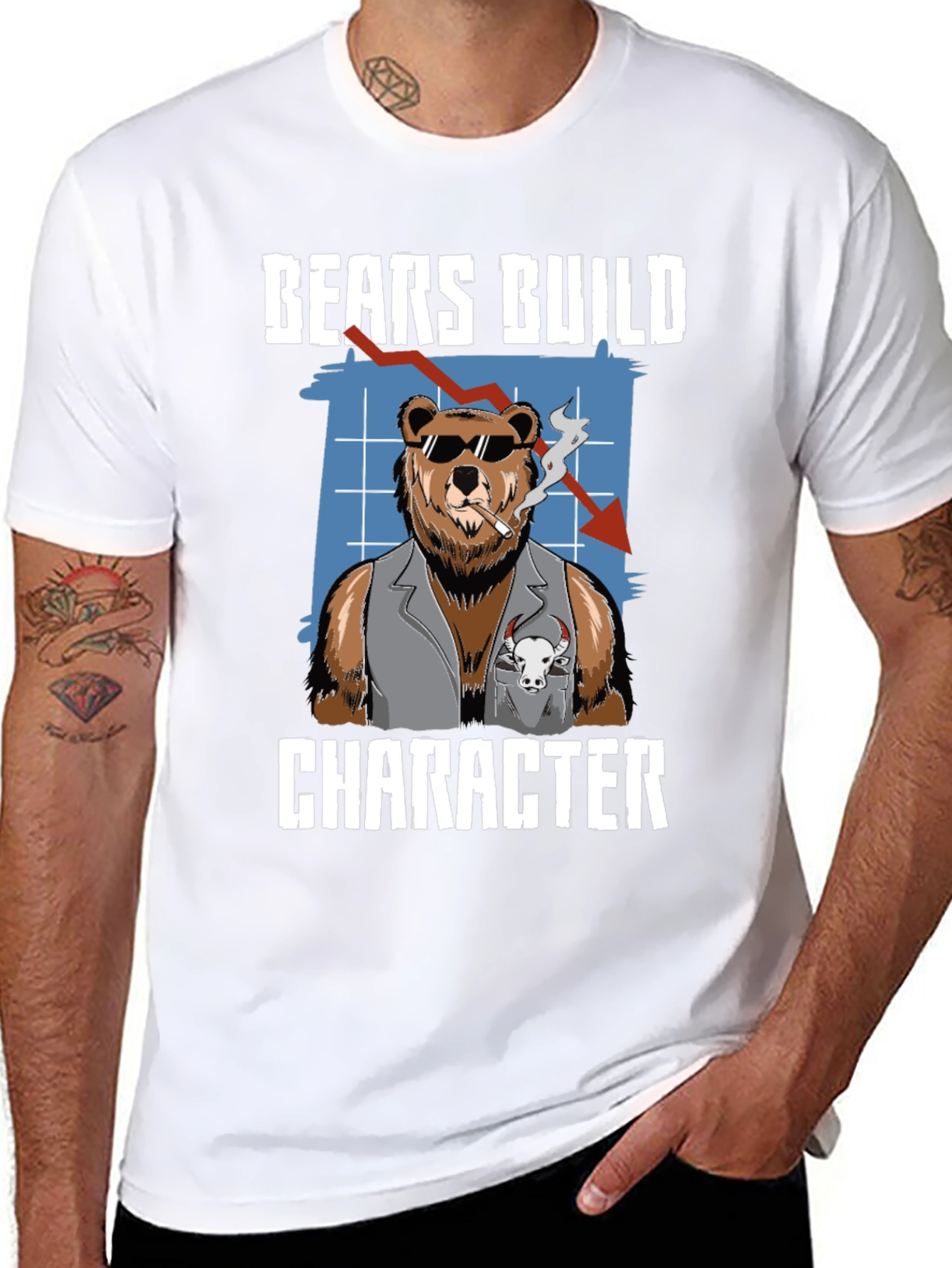 Bears Build Character T-Shirt - Stock Market Humor