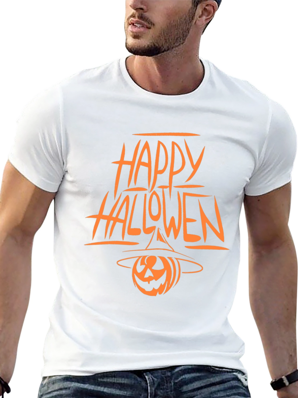 Happy Halloween Pumpkin Witch Hat Black T-Shirt