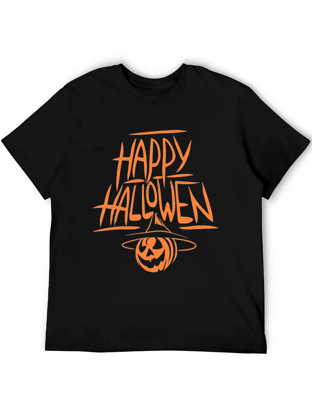 Happy Halloween Pumpkin Witch Hat Black T-Shirt