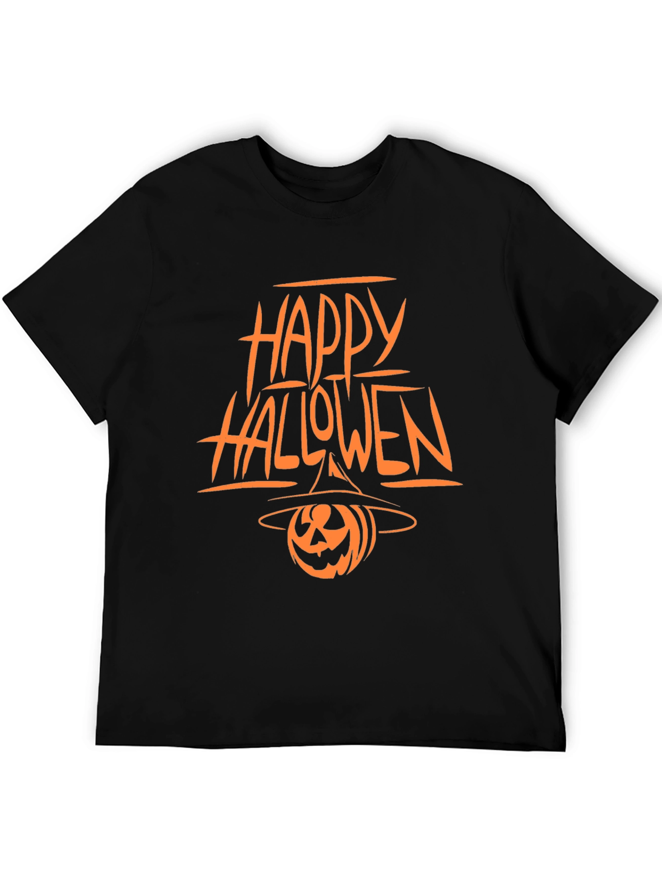Happy Halloween Pumpkin Witch Hat Black T-Shirt
