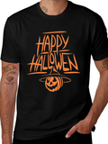 Happy Halloween Pumpkin Witch Hat Black T-Shirt