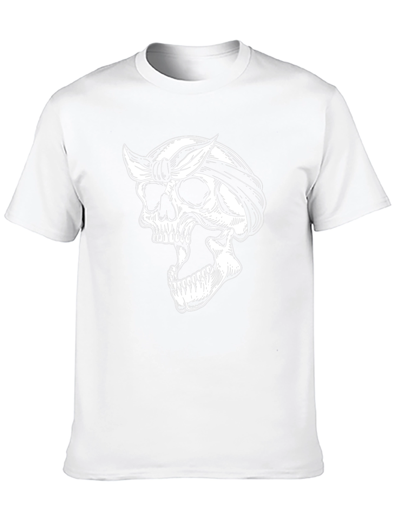 Skull Bandana Graphic Tee - Black Cotton T-Shirt