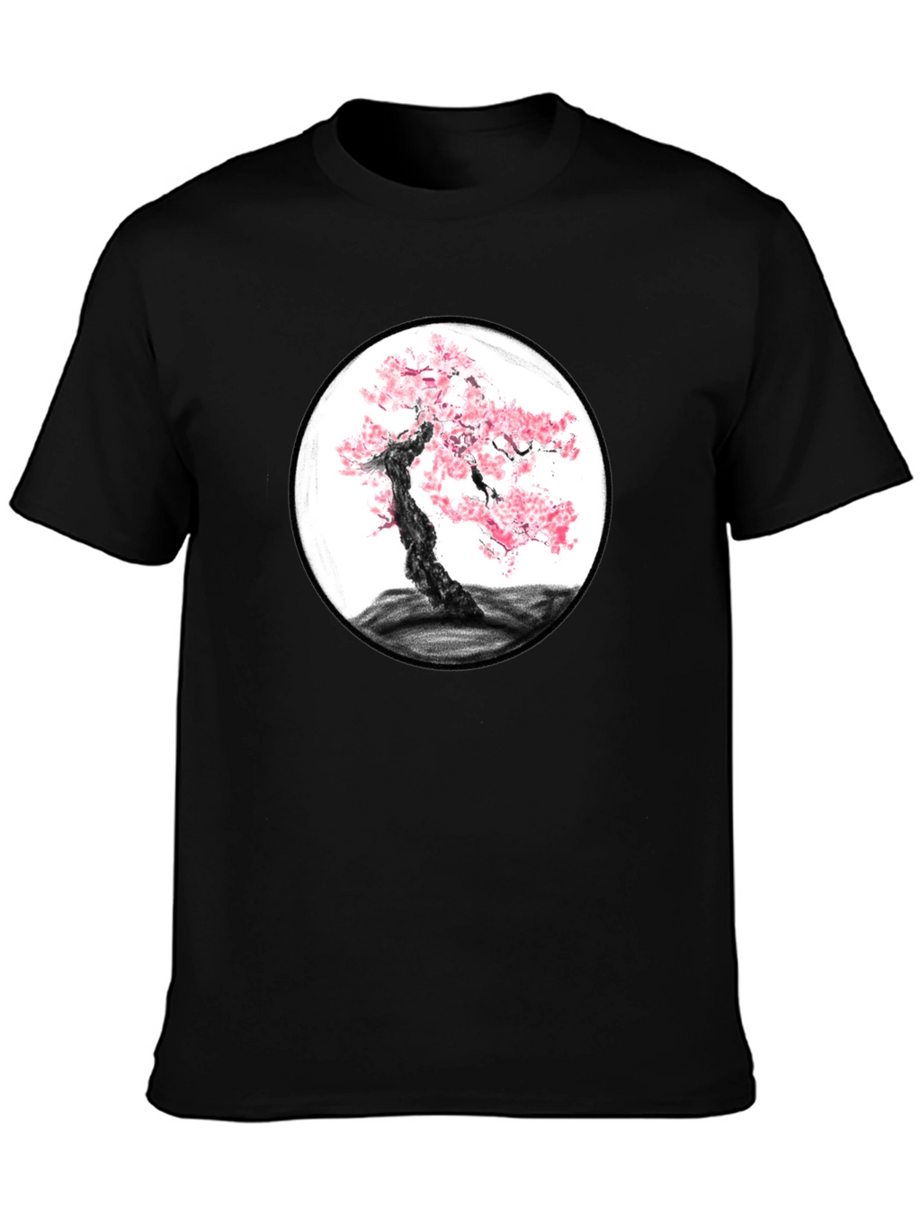 Cherry Blossom Tree Graphic Black T-Shirt
