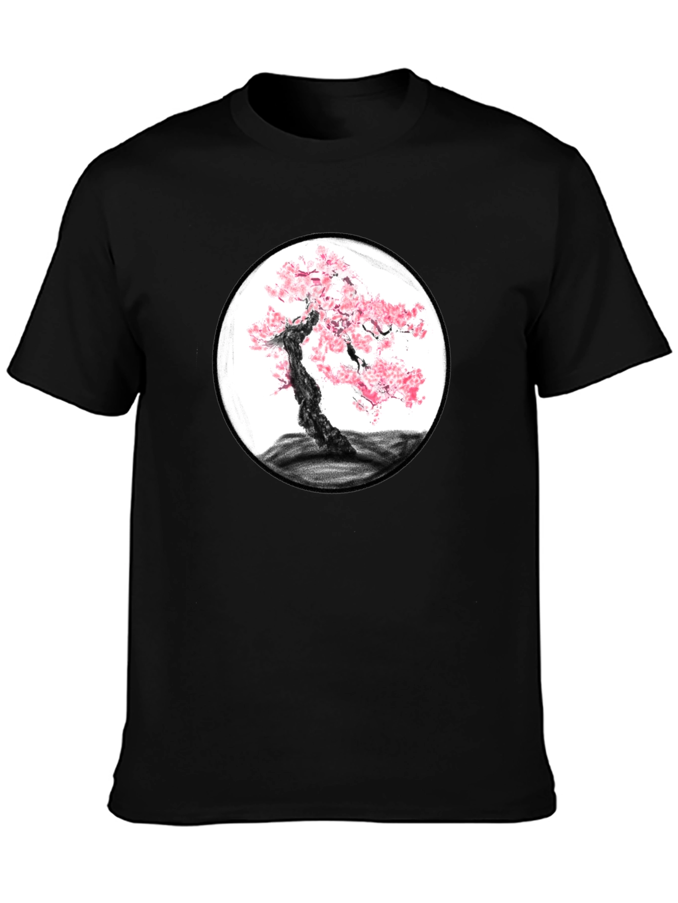 Cherry Blossom Tree Graphic Black T-Shirt