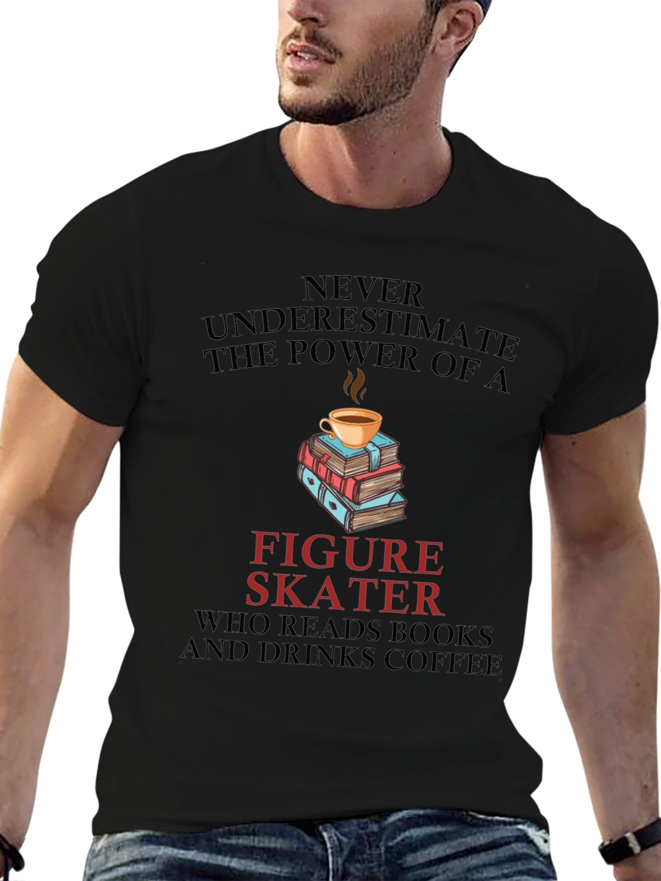 Figure Skater Reads Books and Drinks Coffee T-Shirt