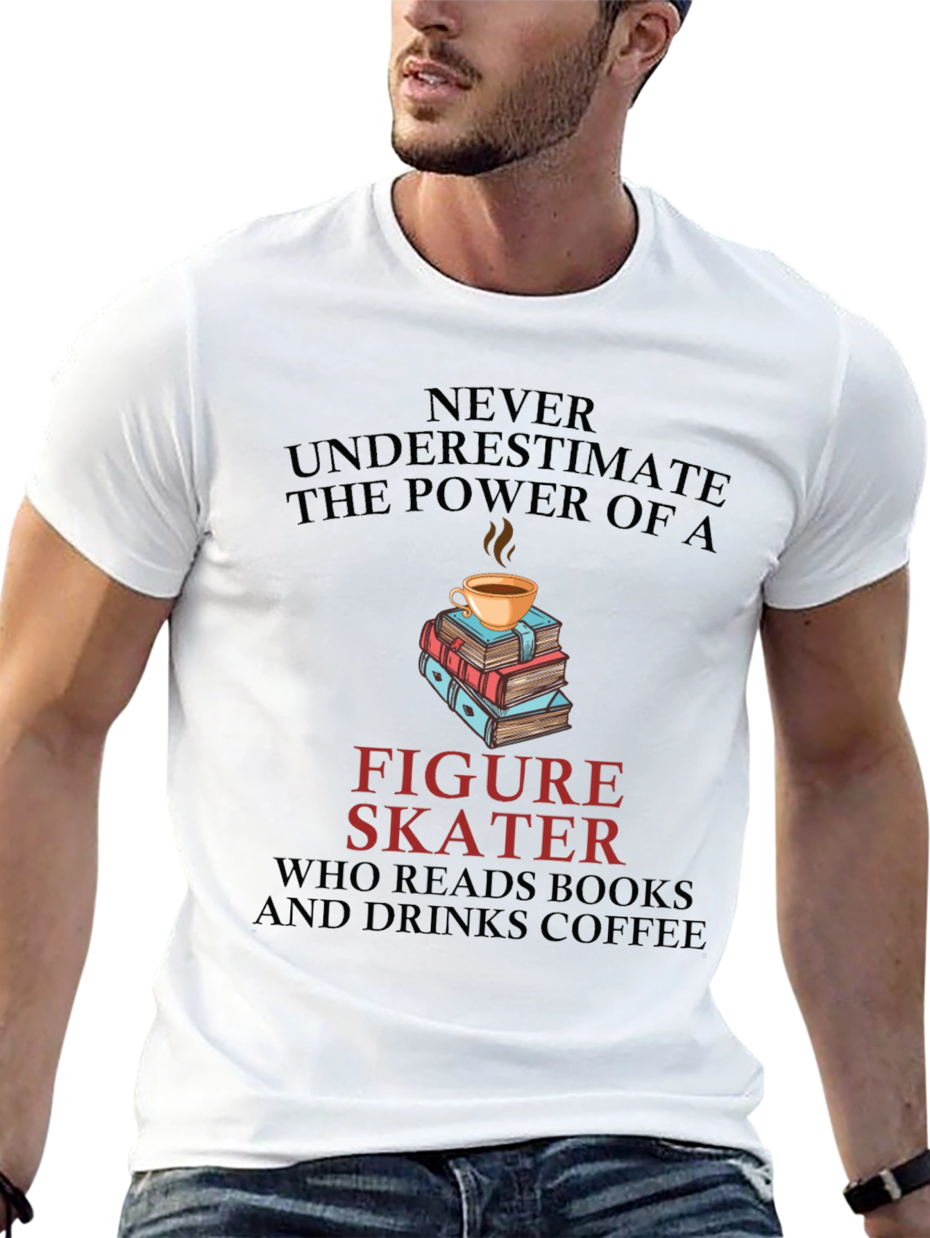 Figure Skater Reads Books and Drinks Coffee T-Shirt