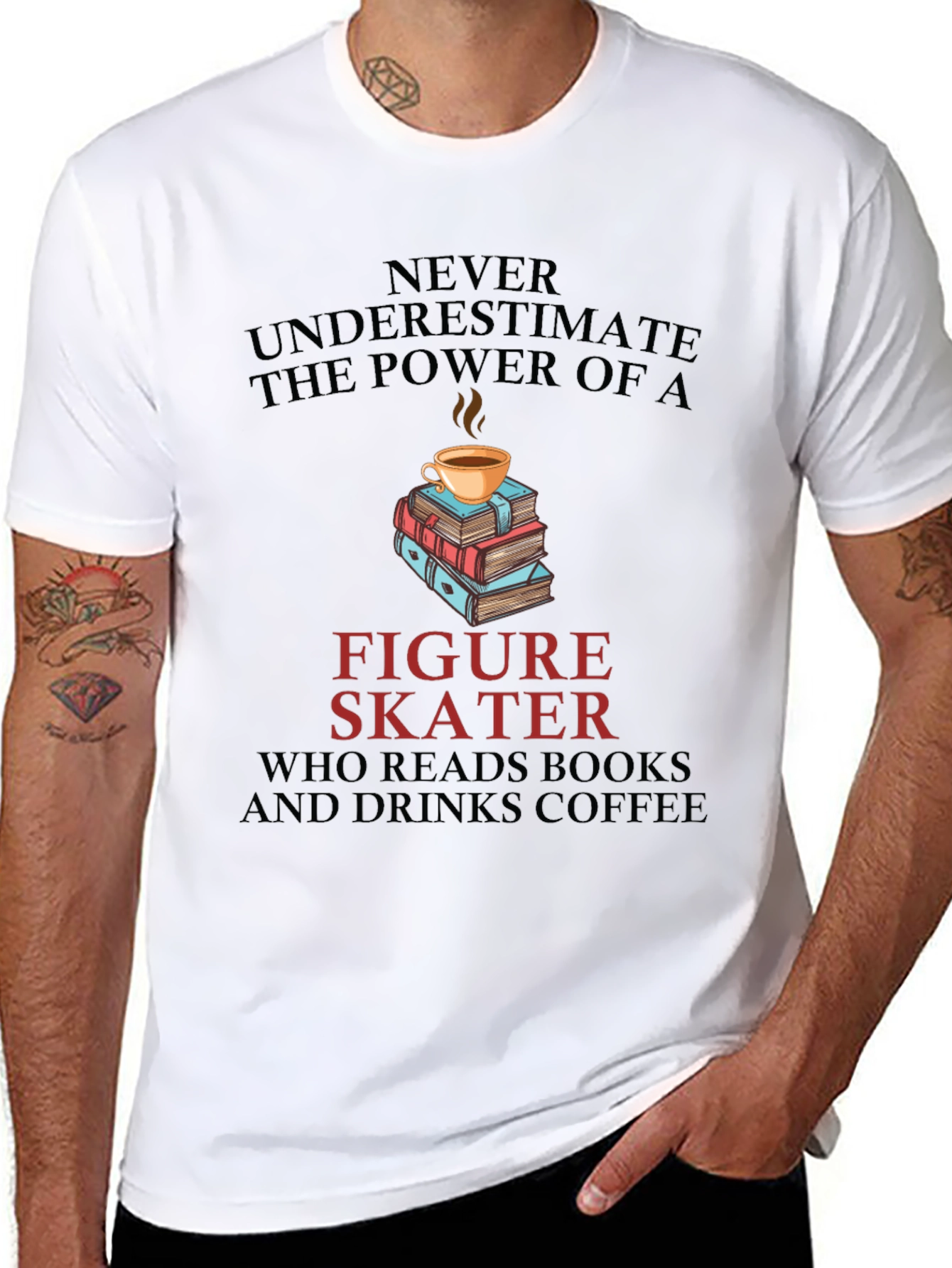 Figure Skater Reads Books and Drinks Coffee T-Shirt