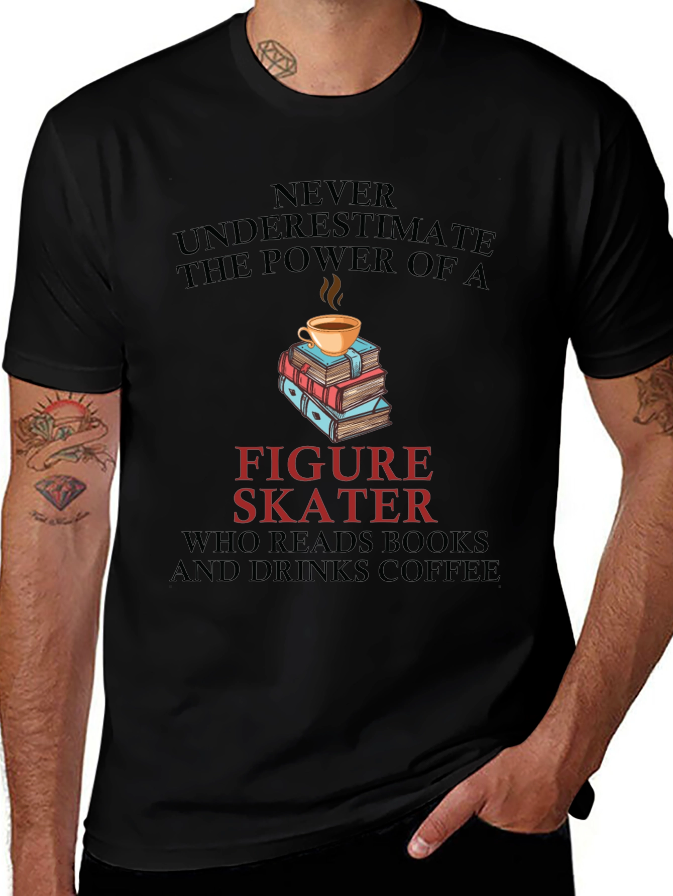 Figure Skater Reads Books and Drinks Coffee T-Shirt