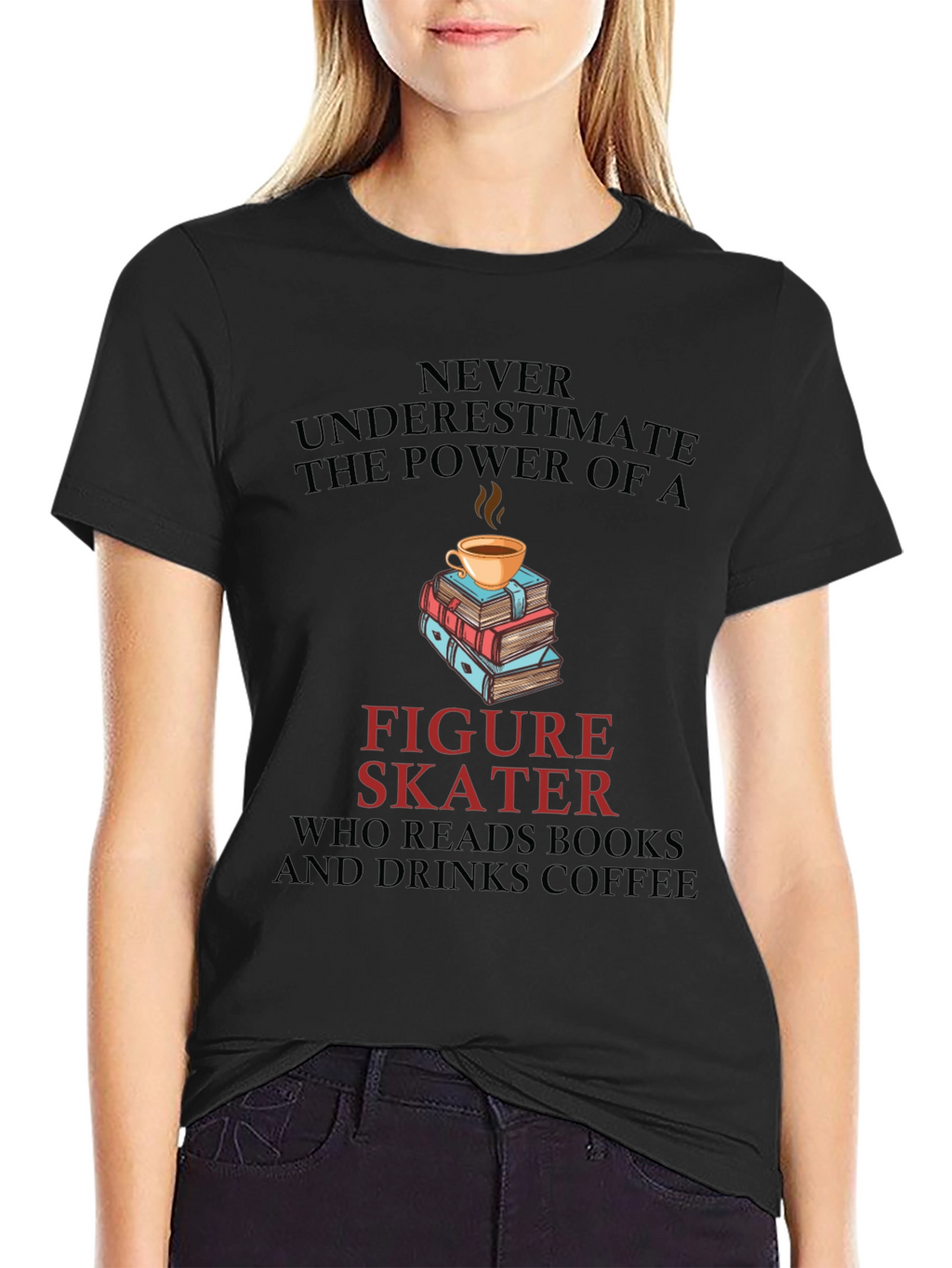 Figure Skater Reads Books and Drinks Coffee T-Shirt