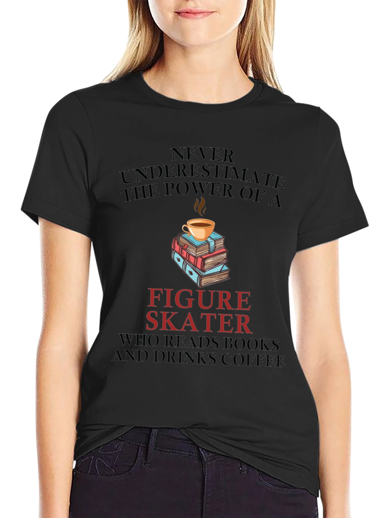 Figure Skater Reads Books and Drinks Coffee T-Shirt