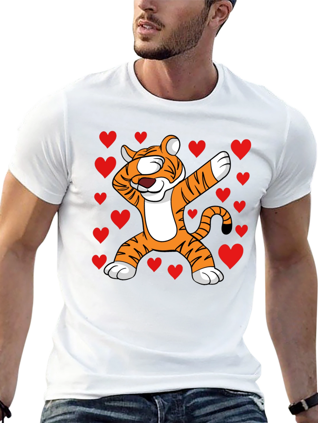 Dabbing Tiger Valentines Day T-Shirt