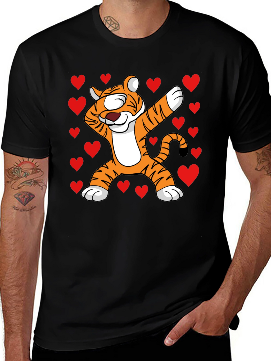 Dabbing Tiger Valentines Day T-Shirt
