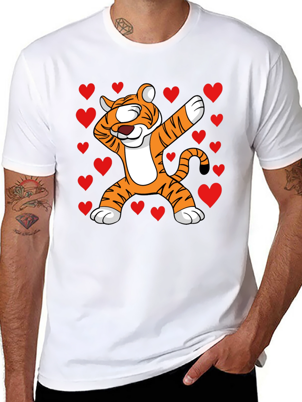 Dabbing Tiger Valentines Day T-Shirt
