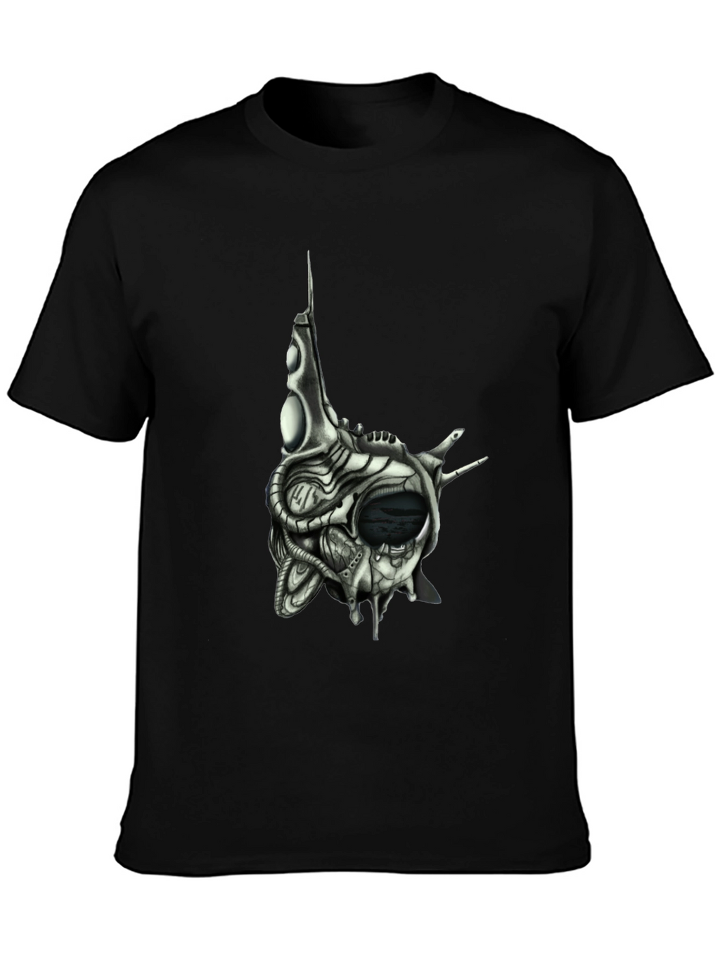 Cybernetic Skull T-Shirt - Dark Sci-Fi Style