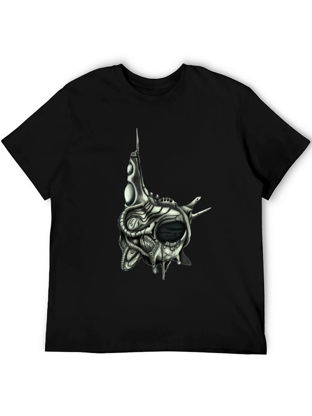 Cybernetic Skull T-Shirt - Dark Sci-Fi Style
