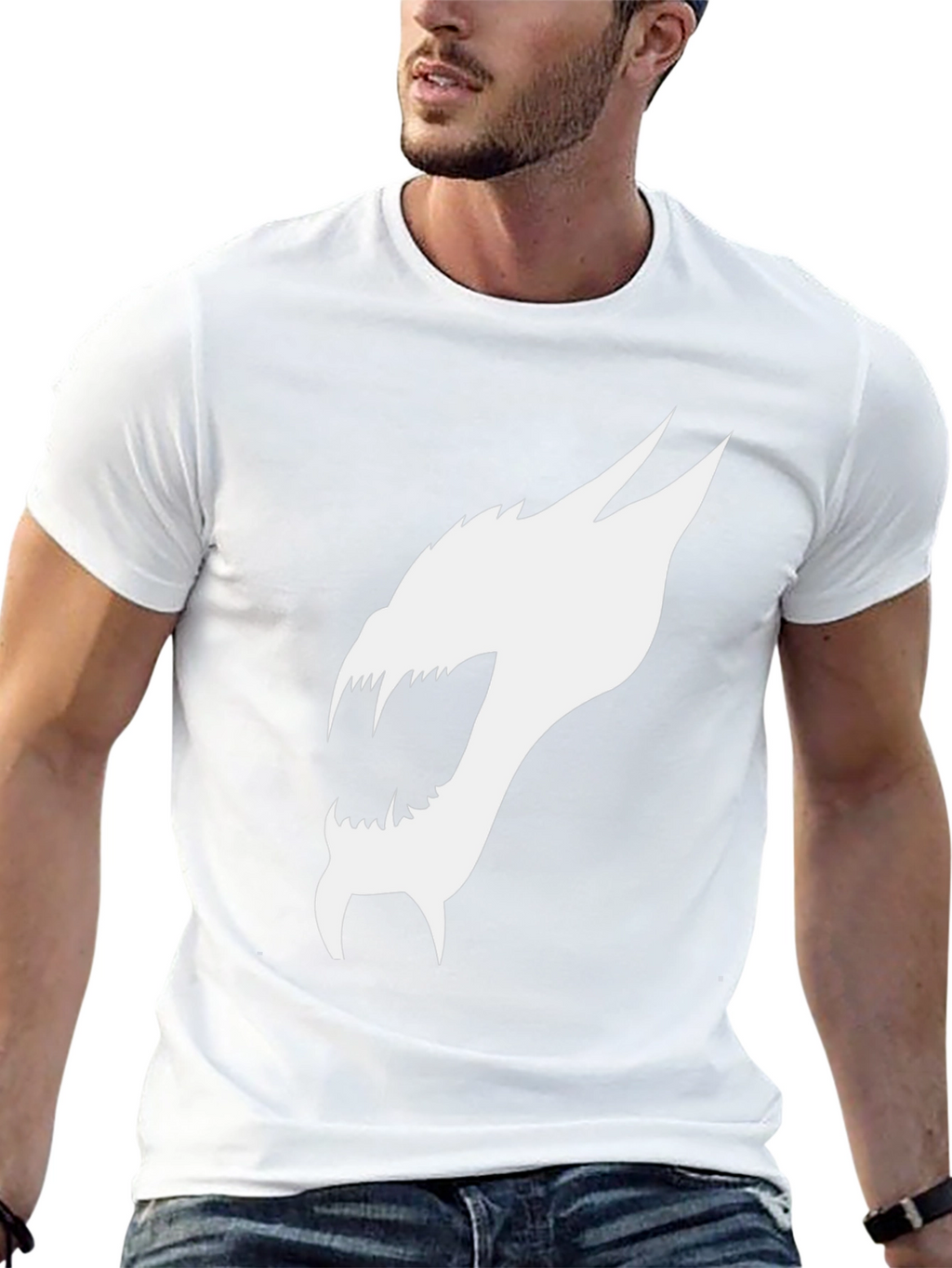 Black T-Shirt with White Dragon Graphic