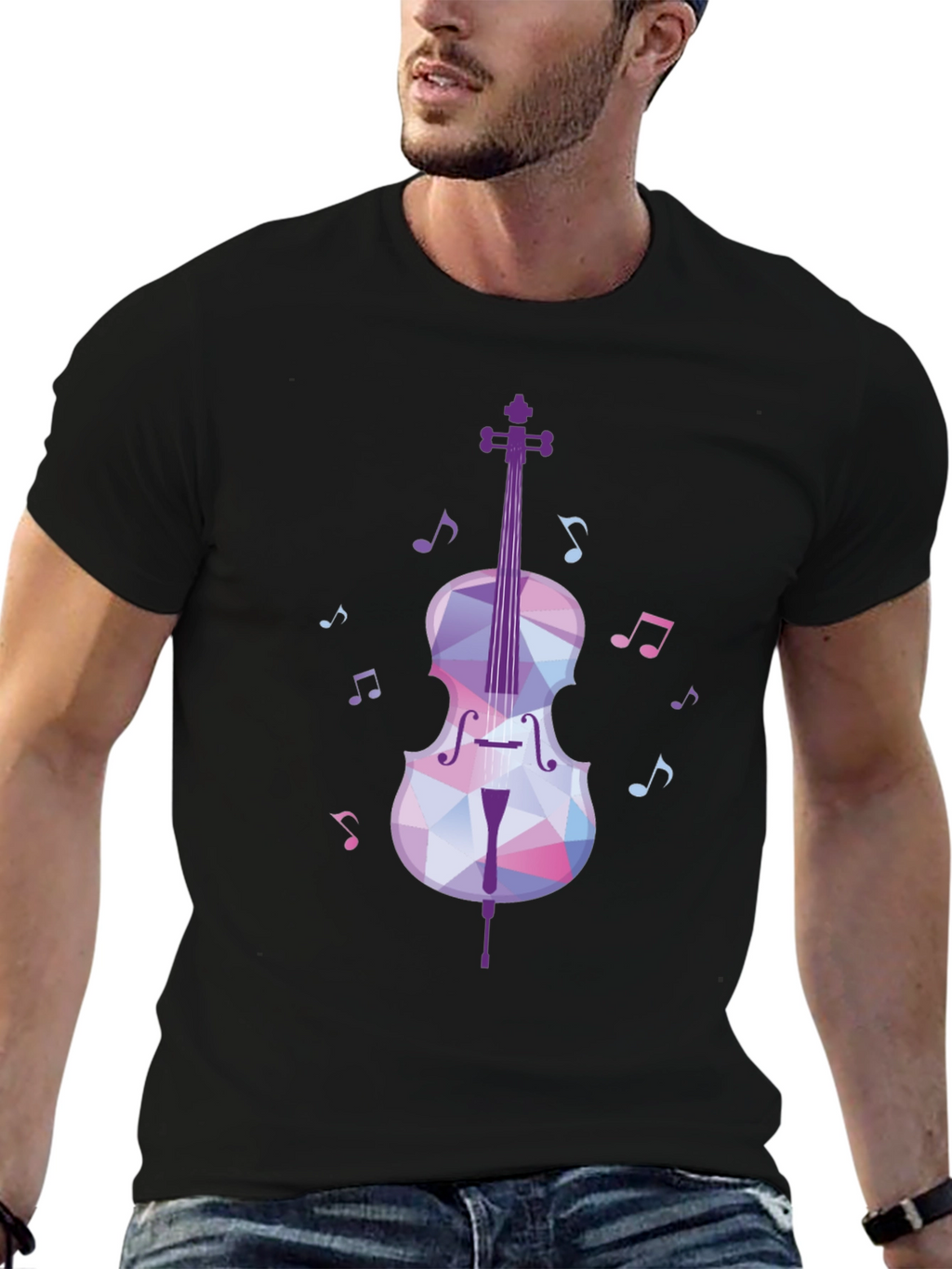 Musical Cello Graphic Tee - Black
