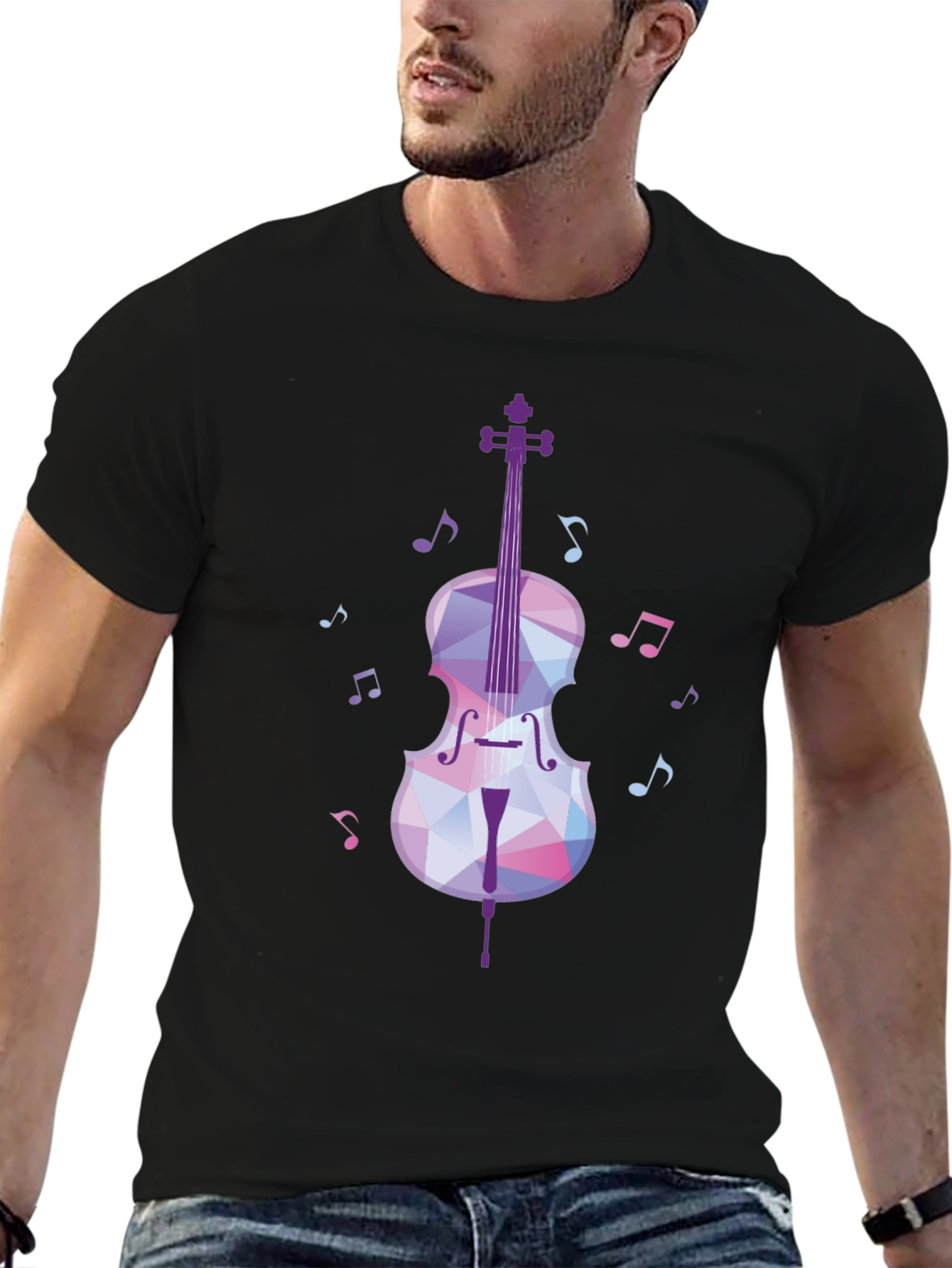 Musical Cello Graphic Tee - Black