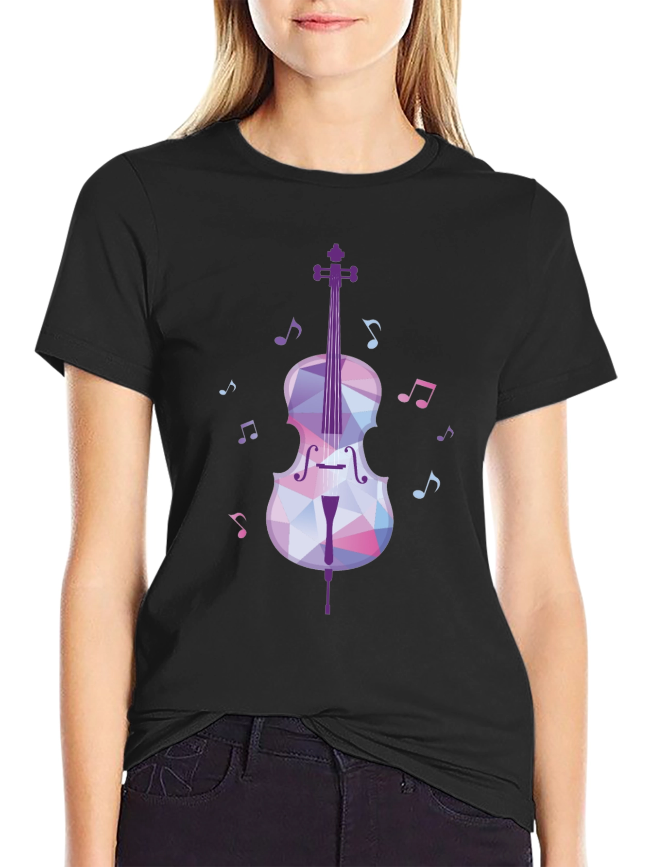 Musical Cello Graphic Tee - Black