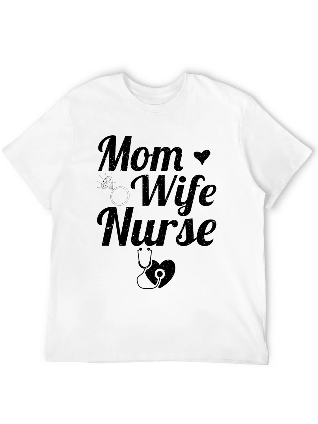 Mom Wife Nurse Graphic Tee - Black