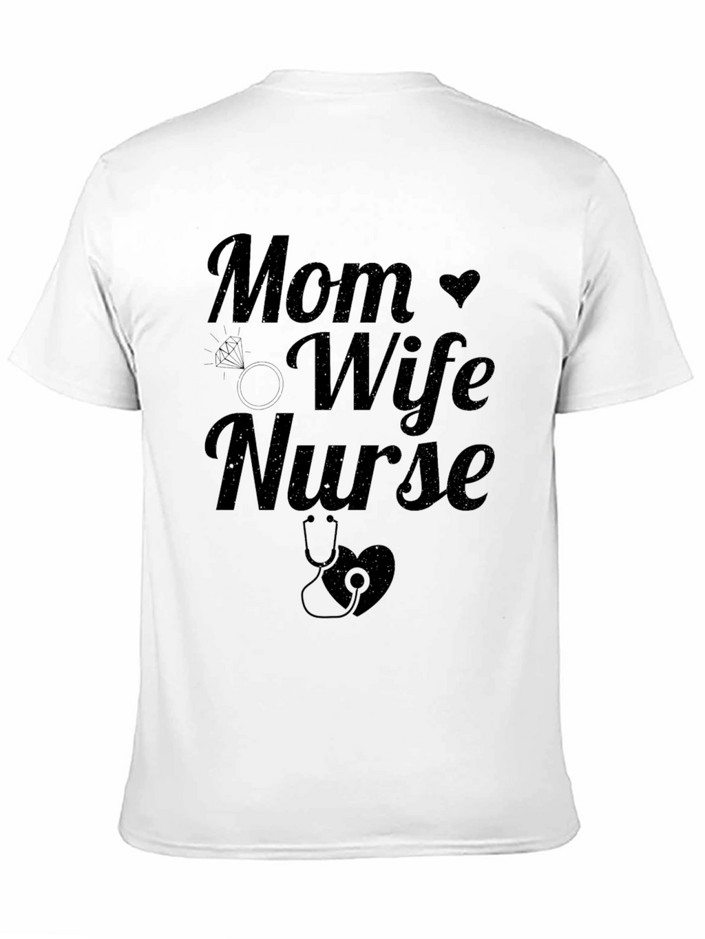 Mom Wife Nurse Graphic Tee - Black